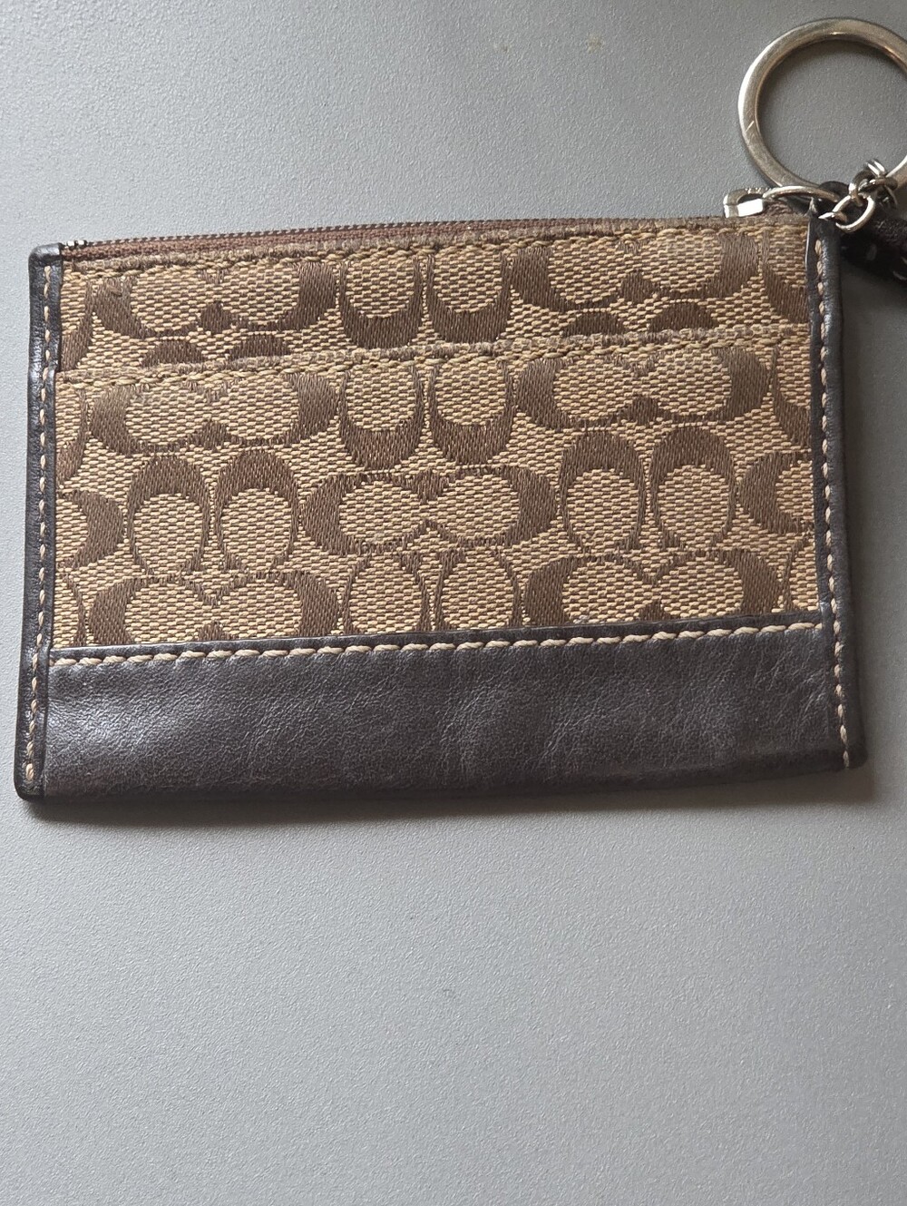 Coach Brown Signature Canvas Card Case Key Ring - Picture 10 of 10